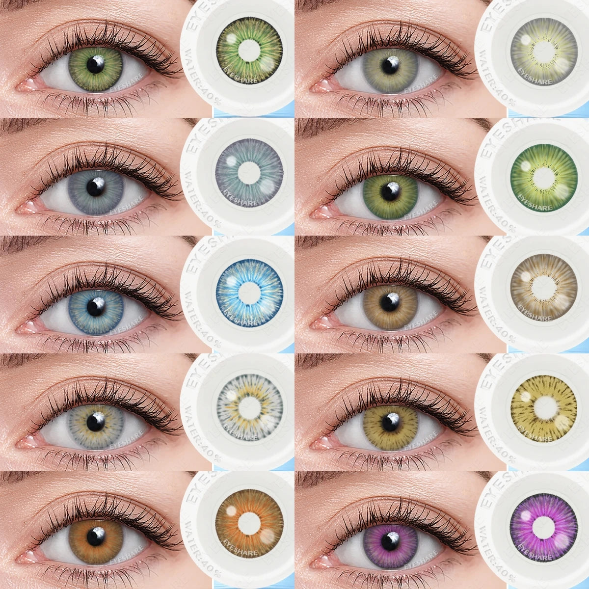 Eyeshare lentes de contato coloridas para olhos, lentes de contato para pupilas de beleza, lentes coloridas de cosplay, lentes azuis, de halloween, maquiagem para os olhos